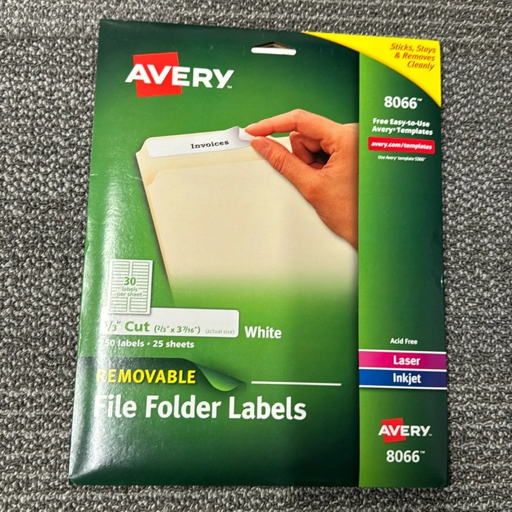 New never opened Abwey removable file folder labels